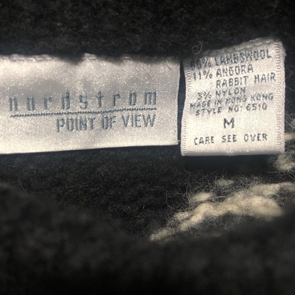 Nordstrom Lambs Wool Blend Diamond Print Black and White Sweater - Picture 4 of 5